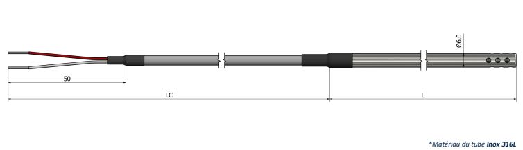 Thermistance d'ambiance ajourée - Tube de protection - HT25 - PTC et NTC (-40°C à +200°C)_0