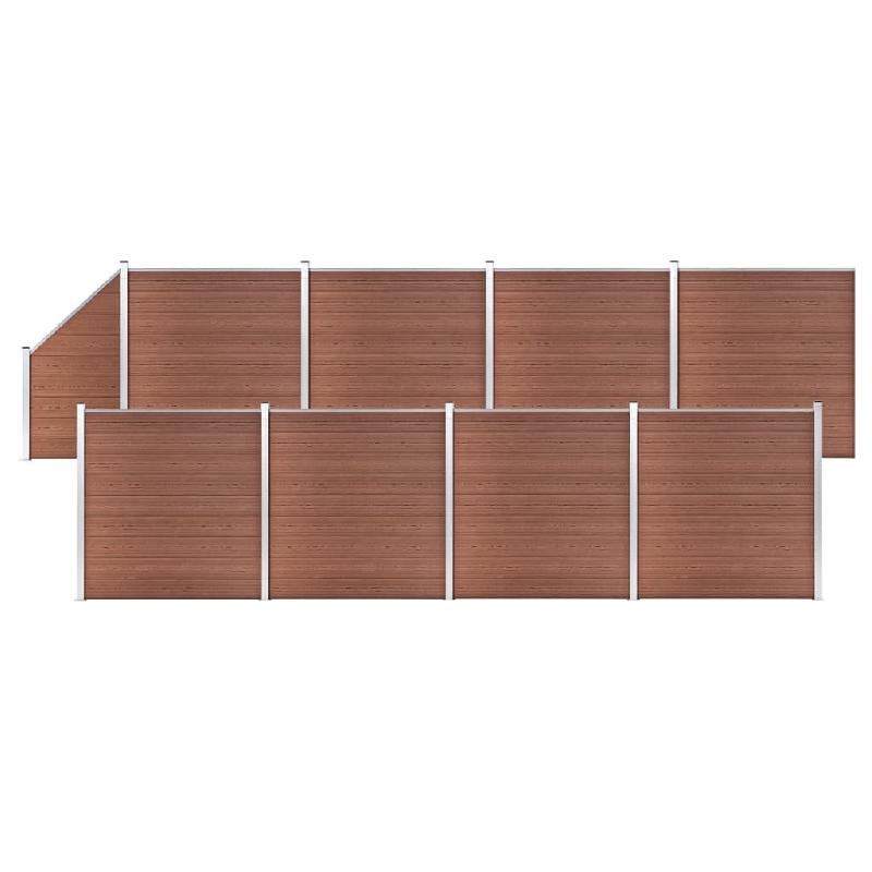 Vidaxl ensemble de clôture wpc 8 carré + 1 incliné 1484x186 cm marron 3053222_0