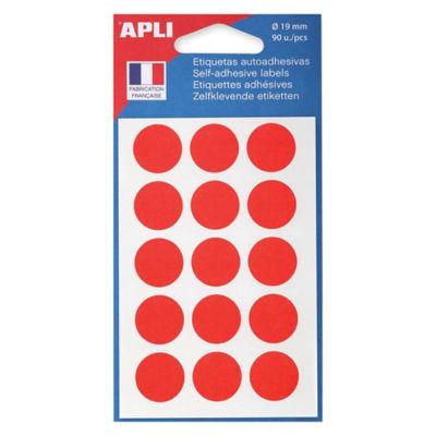 Apli Pastilles adhésives de couleur, Ø 19 mm - Pochette de 90, coloris rouge_0