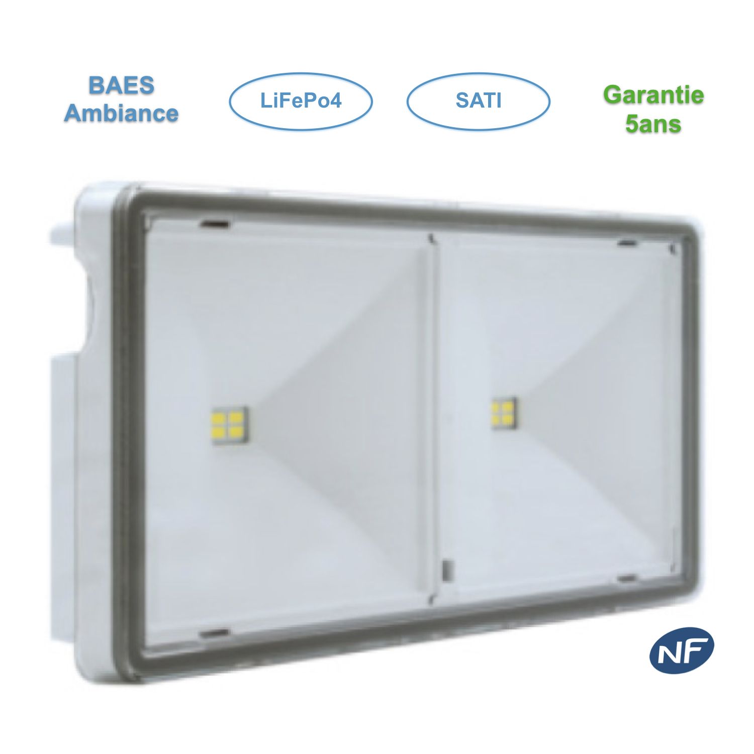 Bloc autonome d'éclairage de sécurité - BAES Ambiance SATI - Fabrication européenne - Garantie 5 ans - Batterie LiFePo4 - 345 Lumens - IP44_0