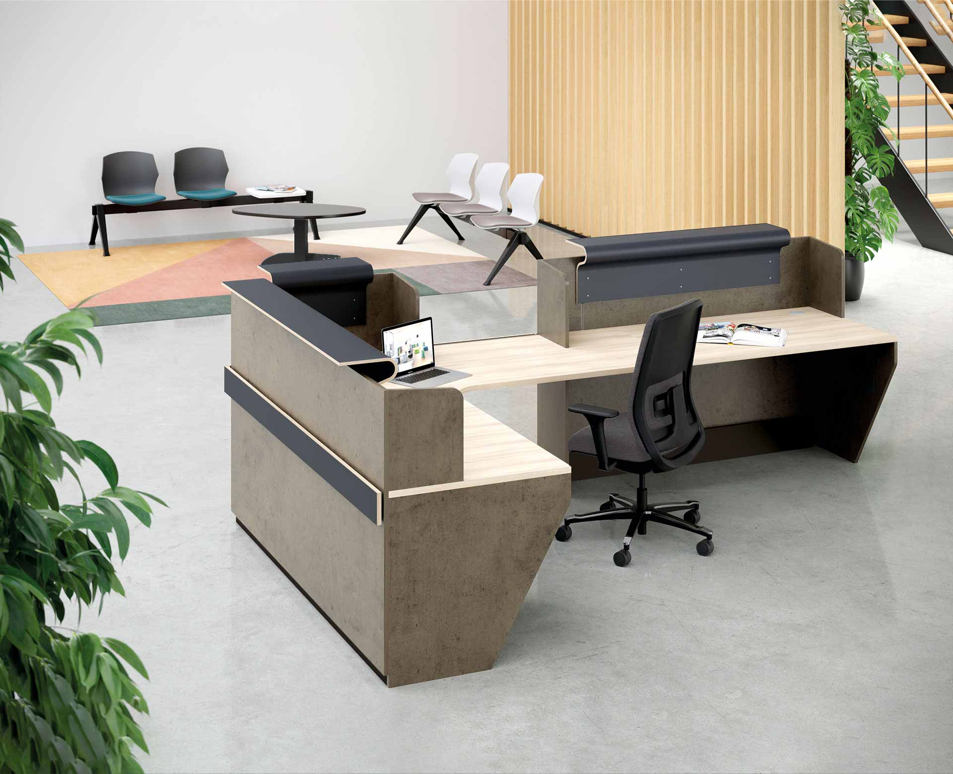 Banc d'accueil ergonomique avec tablette déplaçable - MY FRILL - 1 à 5 places et 7 coloris tendance_0