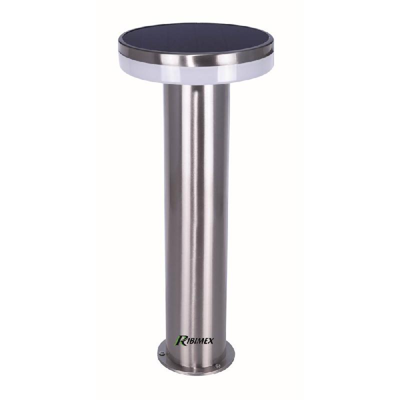 Borne solaire Timeo hauteur 54 cm avec télécommande - 3 intensités - Corps inox gris - Classe IP44 - LED 6W_0