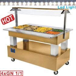 Buffet chauffant bain-marie 4 x1/1-150 bois chêne chauffants bain-marie 1440x660(950)xh1370 - BBM/4N-D1_0