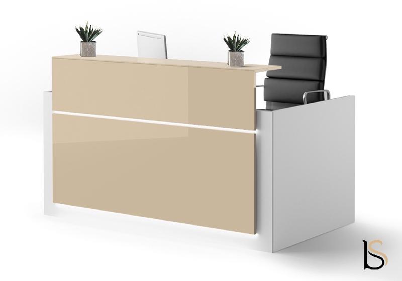 Bureau d'accueil 1 personne Avant - Ofitres - 169, Blanc, Oui, Beige brillant_1