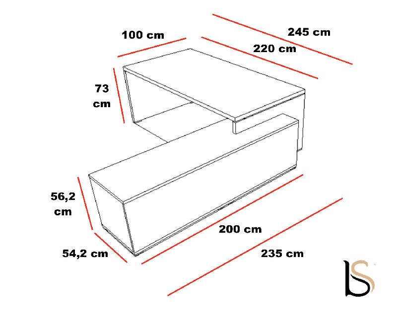 Bureau pour manager bicolore TAK - Mobel Linea - 245, Droite, Chêne grisé_1