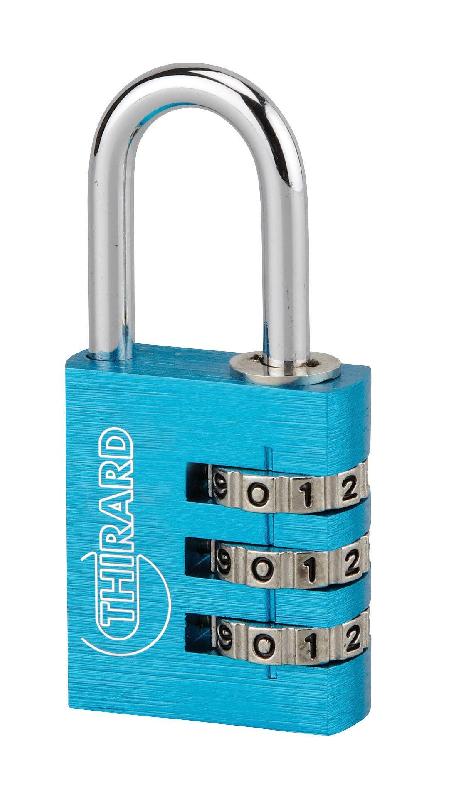 Cadenas à clé type 1 - Aluminium - 30 mm - Bleu - Réf. 00012032 - Marque Thirard_0