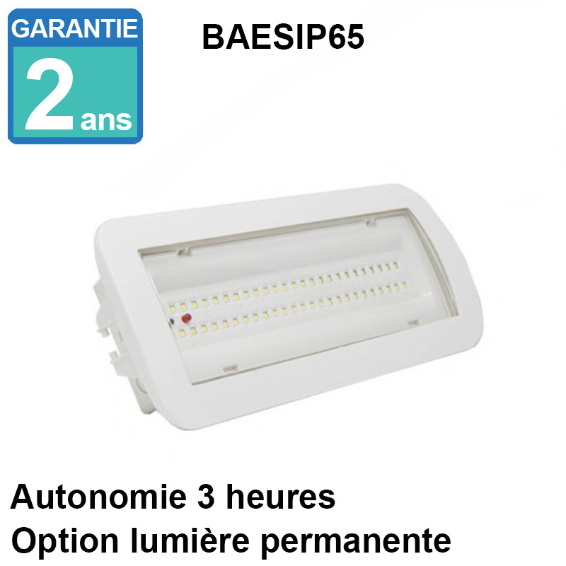 Éclairage de secours - BAES LED 4W - lumière permanente et non-permanente - IP65 - réf BAESIP65_0