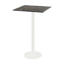 Essentials Urban mange-debout avec piètement blanc + plateau HPL noir 70x70 cm - Veba - Marbre clair - l0- L- P- h - blanc 130051577_0