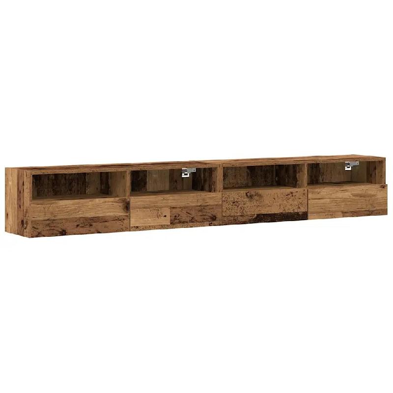 Helloshop26 - Lot de 2 meubles TV muraux modernes avec étagères 100 x 30 x 30 cm en bois d'ingénierie bois ancien 02_0051828 - Bois massif 30002371_0