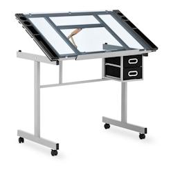 Helloshop26 - Table à dessin bureau inclinable et réglable en hauteur 104 x 60 x 90 cm plateau en verre 14_0003607 - 3000233788987_0