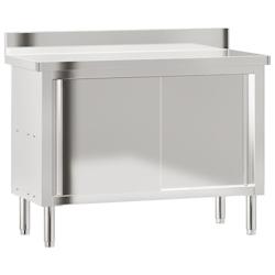 Helloshop26 - Table de travail de cuisine professionnelle avec portes coulissantes acier inoxydable 02_0045412 - 3000220666380_0