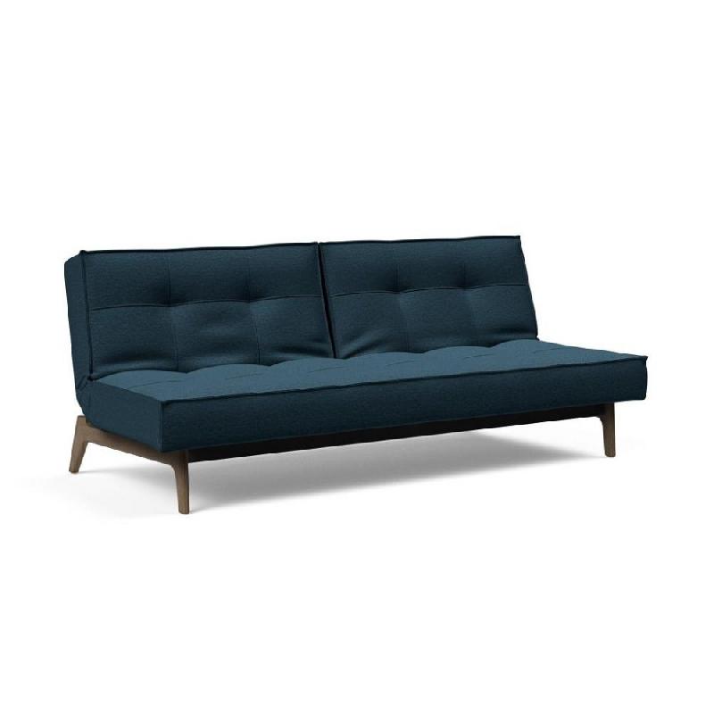 INNOVATION LIVING  CANAPÉ CONVERTIBLE SPLITBACK  EIK 115*200 CM CHÊNE FUMÉ TISSU ARGUS NAVY BLUE_0