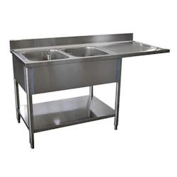 Inox Bim Plonge 2 bacs avec égouttoir à droite 160 x 60 cm - inox LOLD616F_0