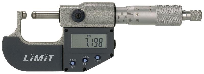 Micromètre extérieur à touche sphérique numérique plage de mesure de 0 à 25 mm résolution 0,001 mm Limit MICDIGA25_0