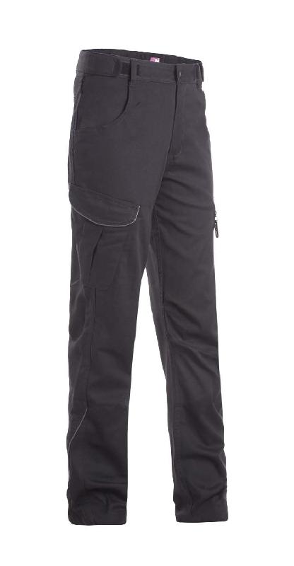 Pantalon de travail femme résistant en Canvas - Ceinture ajustable - Détails rétro-réfléchissants - Noir - Taille 38_0