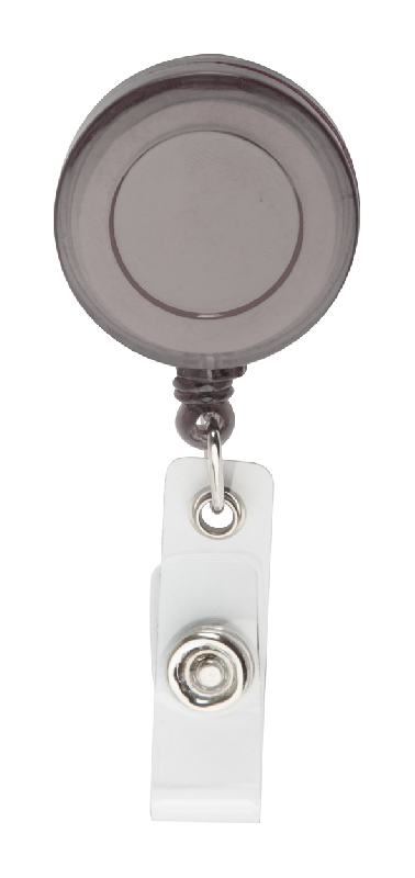 Porte-badges en plastique - bouton pression, cordelette télescopique et clip métal_0
