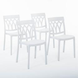 RATTATAN Set 4 Chaises en polypropylène avec fibre de verre empilables pour extérieur et jardin, bar et restaurant, cuisine design moderne - EMMA -_0