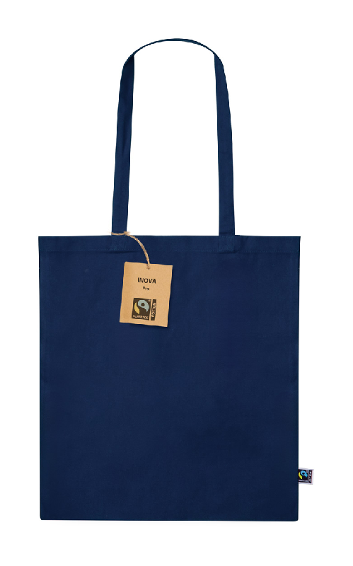 Sac shopping en coton équitable - Fairtrade - 180 g/m² - Anses longues - Couleur bleu foncé_0