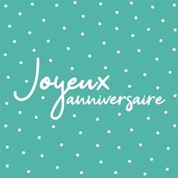 Serviettes 33 x 33cm joyeux anniversaire blanc fond  (240 unités) MESA BELLA - vert Matériau naturel 3701168951759_0