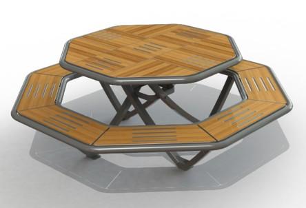 Table de Picnic Octogonale pour Collectivités - Extérieur, Compact HPL, 111,1kg - Kit de Fixation Inclus_0