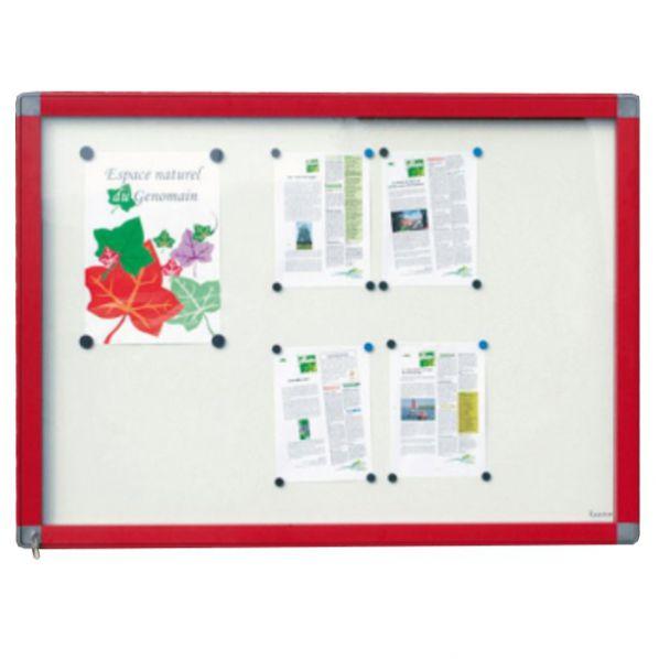 Vitrine extérieure - cadre rouge - verre trempé - format 9 x A4 - étanche - marque Rolléco_0