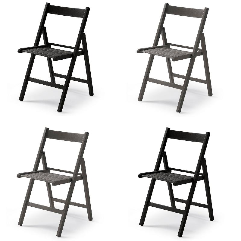 Yelloo - Chaises LIBRO KIT 4 pièces colorées (2 grises 2 noires) pliables Pliables Gain de place Bois de hêtre massif - multicolore Bois massif 956_0