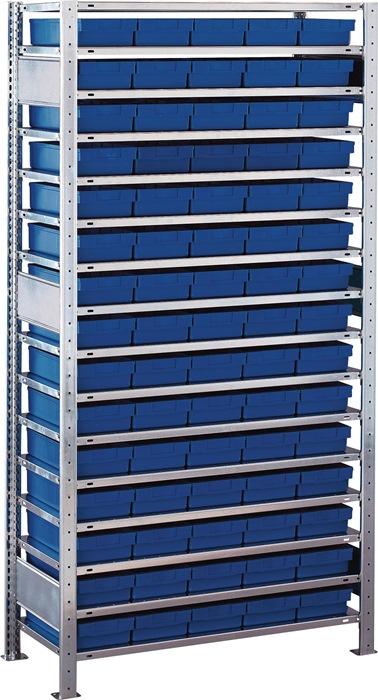 Étagère à emboîter H2000 x L1000 x P400 mm - étagère de base avec 16 supports en acier 75 x L400 mm - bleu SCHULTE_0