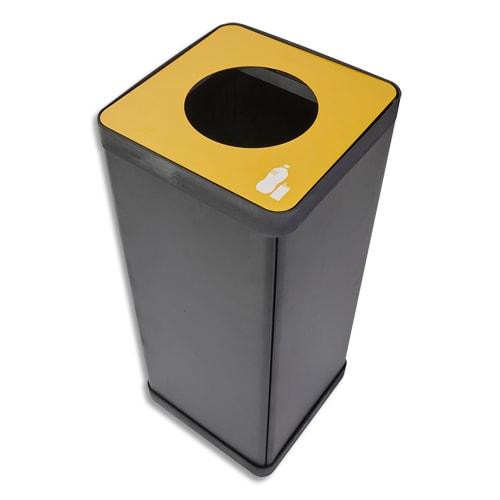 Alba poubelle de tri sélectif 50l en acier et abs jaune, pour déchets plastique - dim. L31 x h73 x p31 cm_0
