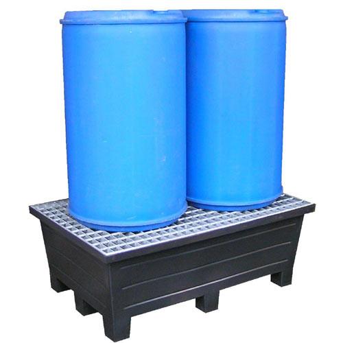 Bac de rétention à pieds 240 litres plastique avec caillebotis acier galvanisé_0