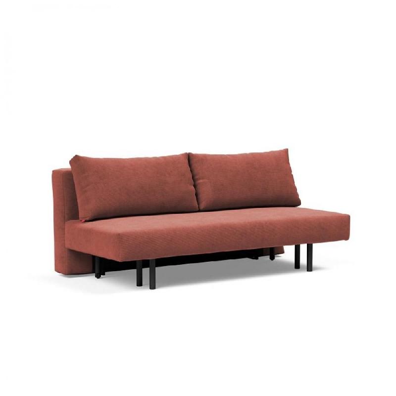 Canapé design Achillas multifonction convertible lit 155x200 cm - pieds métal noir - tissu Cordufine Rust_0