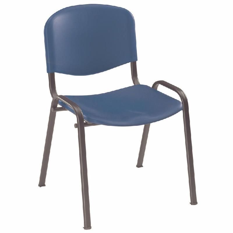 CHAISE COLLECTIVITÉS FIRST - POLYPROPYLÈNE - BLEU - PIEDS MÉTAL NOIR (PRIX À L'UNITÉ)