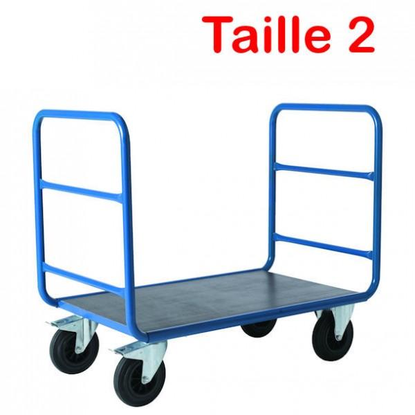 Chariot manuel 2 dossiers tubulaires - Rolléco - Roues pivotantes à frein et fixes_0