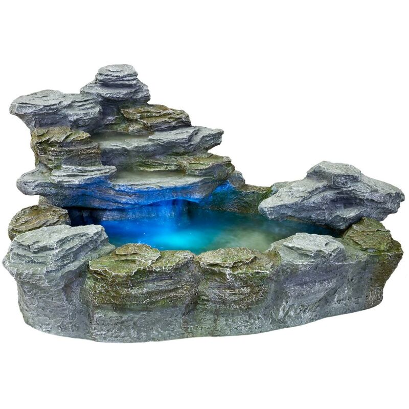Fontaine de jardin Miami rochers avec cascade et éclairage LED
