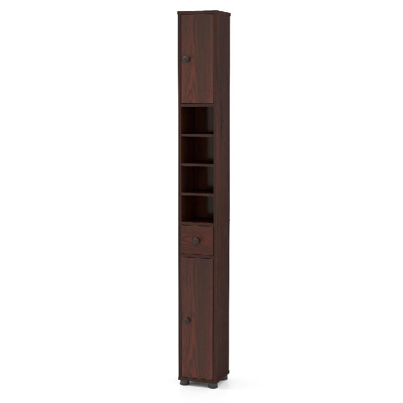 Helloshop26 - Armoire de rangement étroite 20 x 20 x 180 cm avec étagères ajustables et design moderne en MDF marron 20_0015781 - marron Bois manuf_0