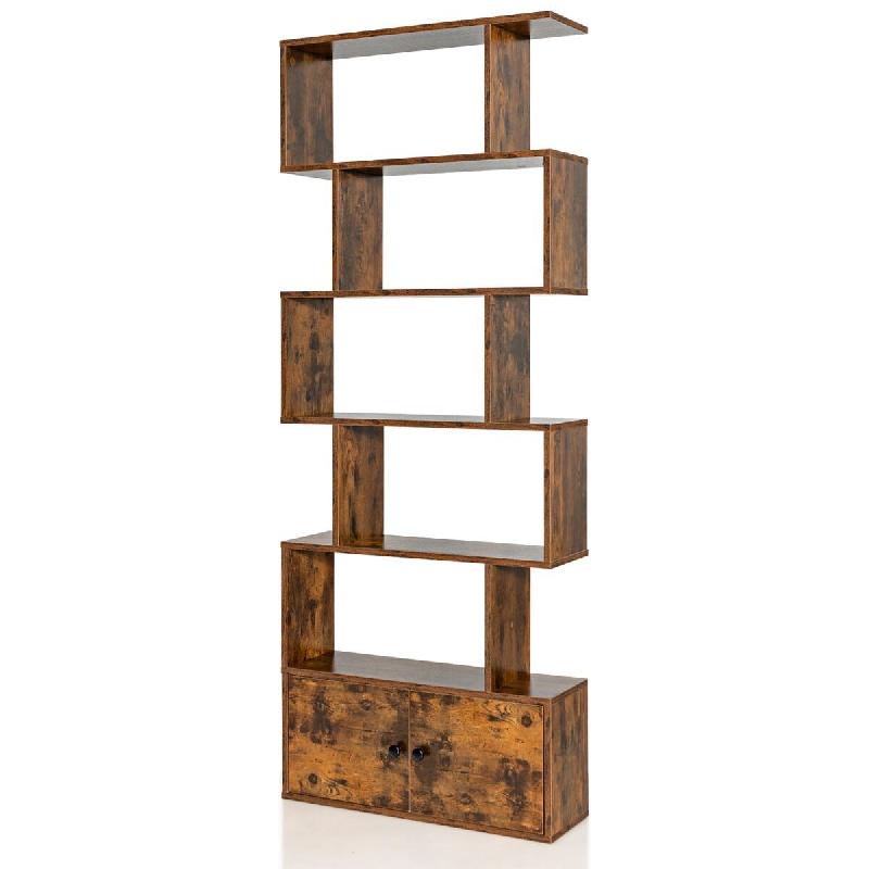 Helloshop26 - Bibliothèque étagère échelle à 6 niveaux 70 x 23 x 183 cm rangement spacieux design géométrique en bois marron 20_0019494 - 30002_0