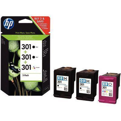 Lot de 3 cartouches jet d'encre HP série 301 - 2 noir et 1 couleur - Référence E5Y87EE_0