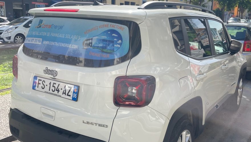 Microperforé sur véhicule - Technique innovante de publicité mobile par PANO Nice Ouest_0