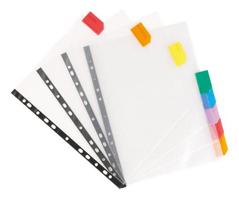 LOT DE 2 - POCHETTE INTERCALAIRE A4 POLYPROPYLÈNE INCOLORE VIQUEL 8 ONGLETS MULTICOLORES - 1 JEU