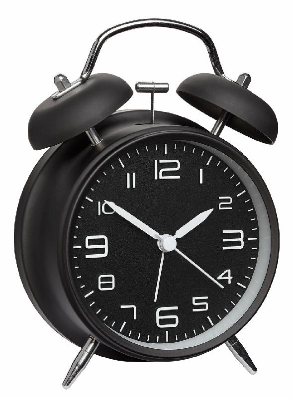 Réveil à aiguilles - noir - alarme double-cloche 90 dB - mouvement silencieux #6025T_0