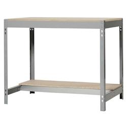 SimonRack Banque de travail sans vis avec plateaux en bois Simonwork BT0. Couleur GRIS/BOIS 842x1210x760 mm - gris métal 8435104919729_0