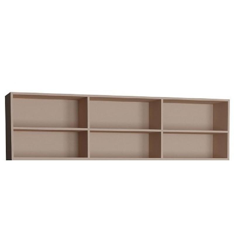 SURMEUBLE 6 NICHES DE RANGEMENTS POUR LIT ESCAMOTABLE HORIZONTAL 140 X 200 CM HAUTEUR 56 CM FINITION TAUPE MAT_0