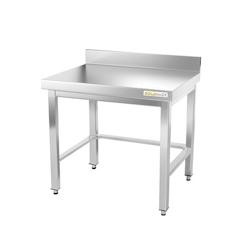 Table de travail en inox soubassement 800 x 600 mm adossée avec renfort PREMIUM / GOLDINOX - gris inox 3701770803361_0