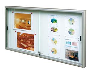 Vitrine classique coulissante - cadre aluminium 60 mm - verre sécurisé 6 mm - portes coulissantes - pour halls et couloirs_0