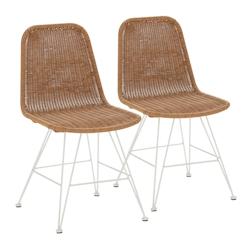 VS Venta-stock Pack de 2 chaises de salle à manger ou de jardin Beth Ratan/Blanc - blanc métal I24075_0