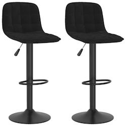 Décoshop26 - Lot de 2 tabourets de bar chaises hautes en velours noir coutures carrées et acier noir DEC029828 - noir 3000257579851_0