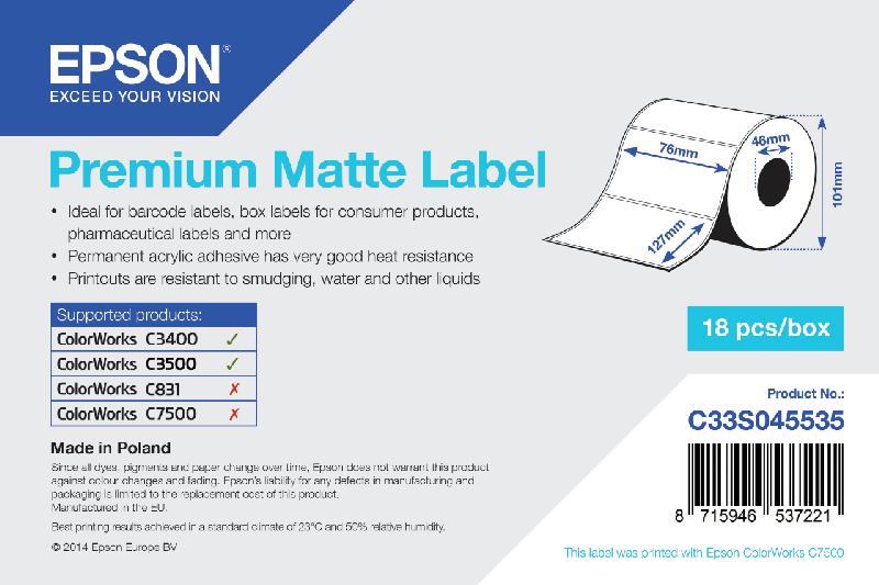 Epson Premium Matte Label - Die-cut Roll: 76mm x 127mm, 265 labels_0