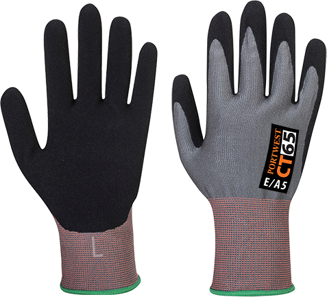Gants anti-coupures gris et noirs - Medium CT65G8RM - Niveau E et A5 - Revêtement nitrile respirant_0