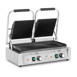 Helloshop26 - Machine à panini grill double 3 600 watts rainurée appareil de cuisson professionnel acier inoxydable 14_0004004 - 3000897332694_0