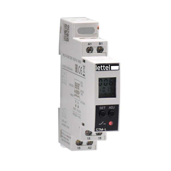 Minuterie éléctronique avec afficheur LCD. 17 fonctions - 1 relais 8A - 1 module - LETTEL - CTM-L_0