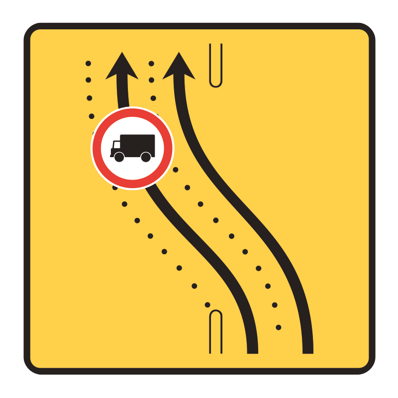 Panneau voirie temporaire KD8 ex2 - Changement de chaussée ou de trajectoire sur deux voies - Panneau de signalisation temporaire pour déviation_0